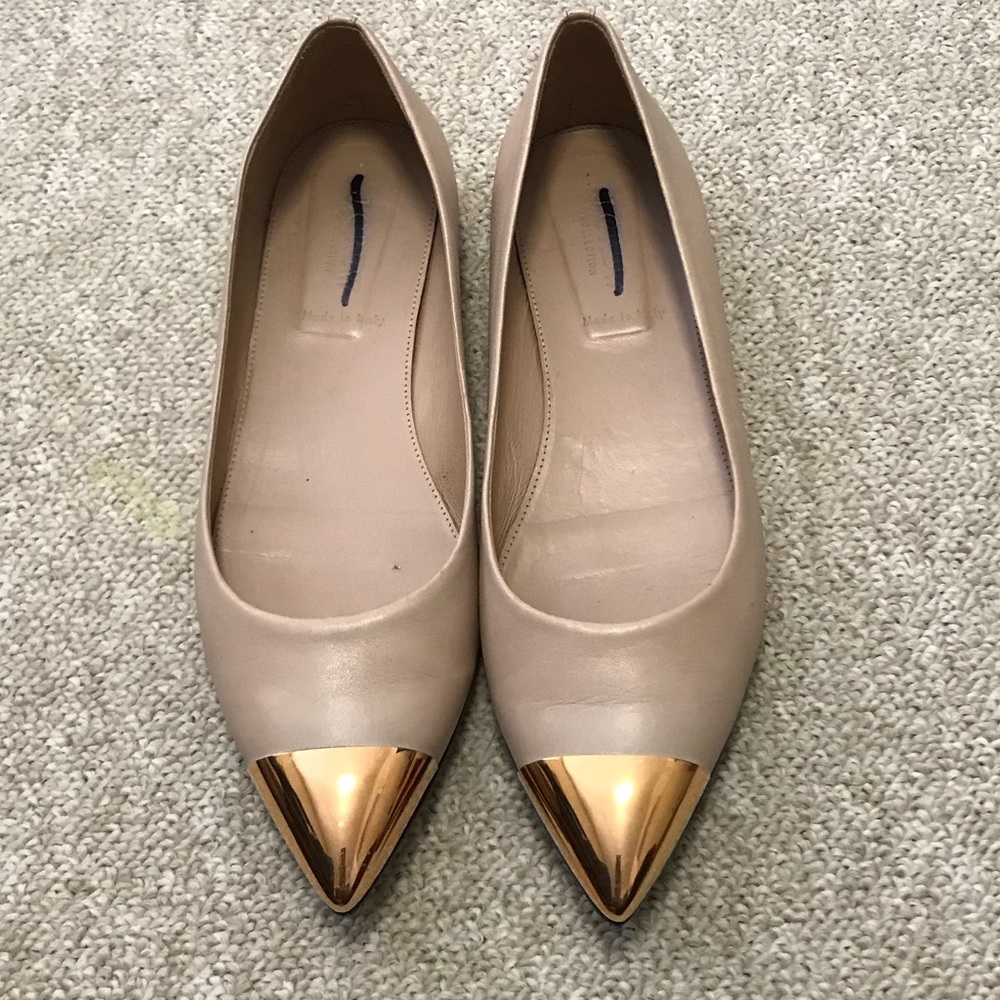 Jcrew Pointed Toe flat with rose gold cap